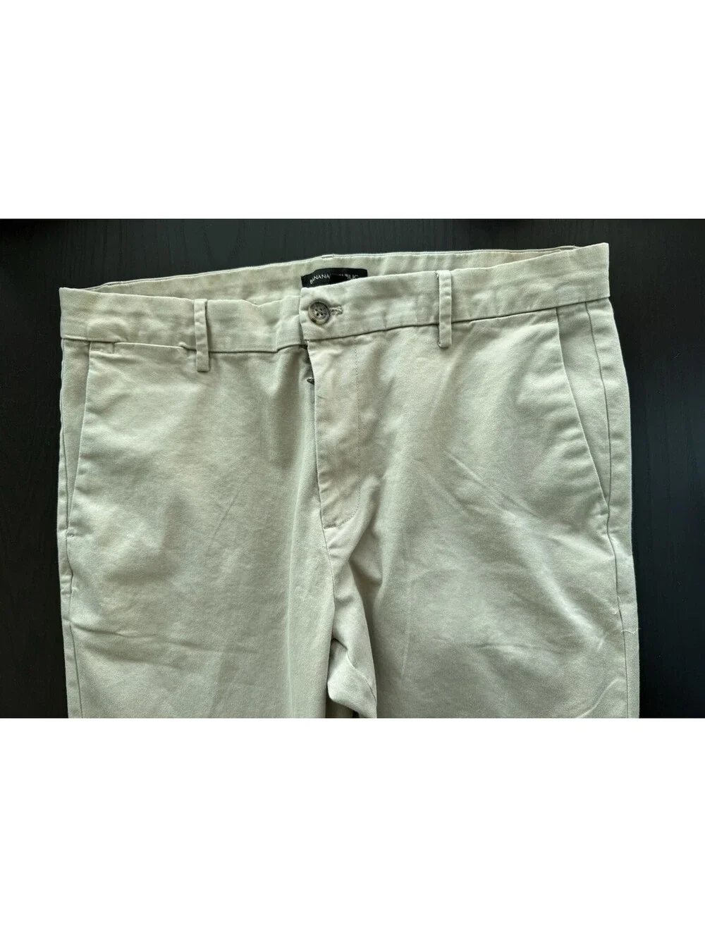 Banana Republic Straight Leg Flat Front Beige Khaki Pants Mens Size Actual 36x30